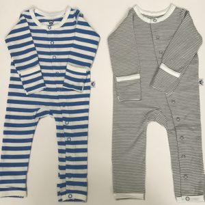 Sapphire and Grey Striped Baby Grows