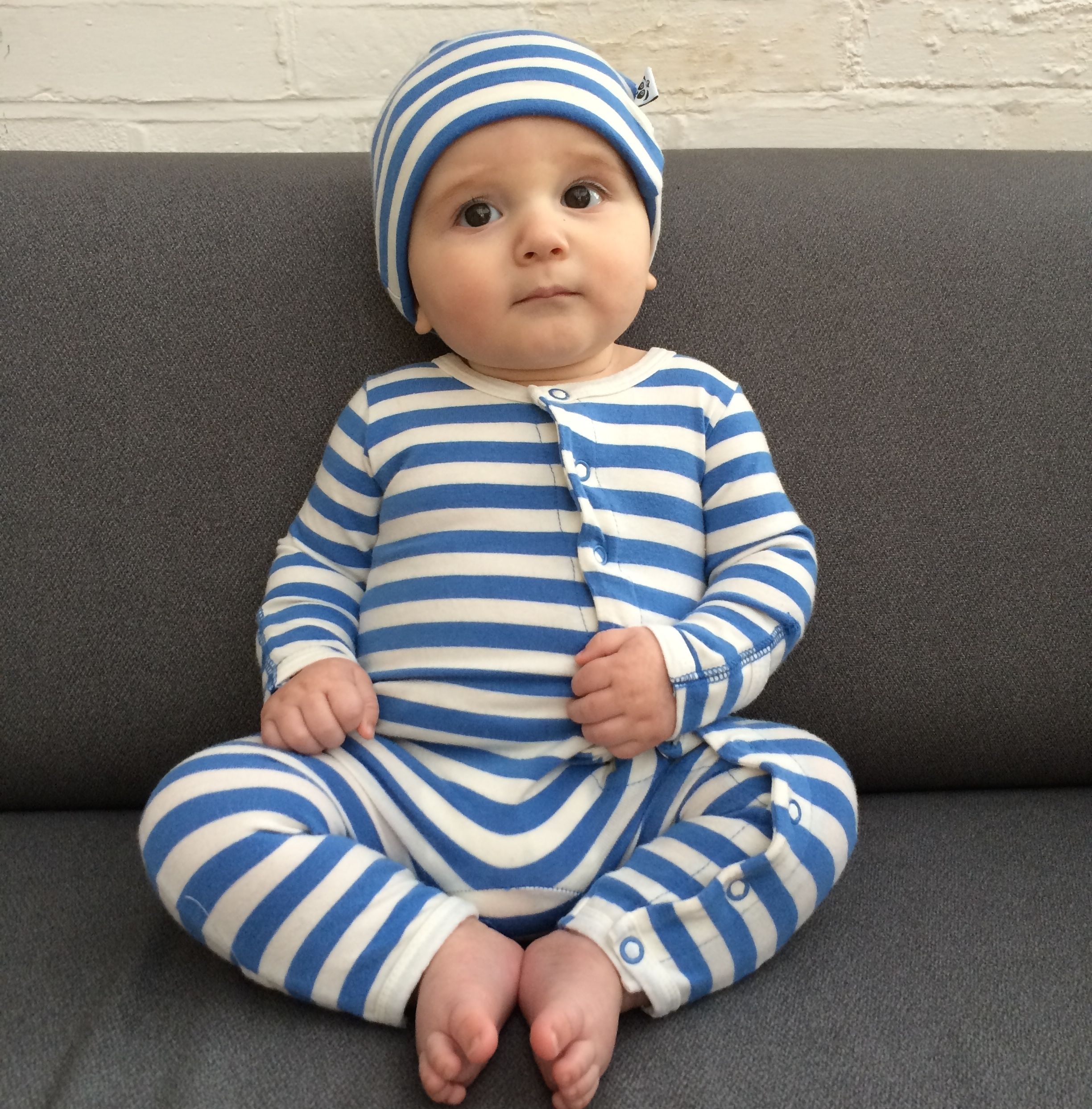 Sapphire and Natural Bamboo Baby Grow